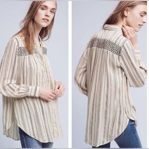 Anthropologie Floreat Northfork Striped Button Down Tunic Small(little oversized